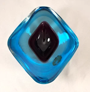 Italian Murano Blue & Purple Amethyst GEODE Sommerso Venetian Glass Bowl - Picture 1 of 8