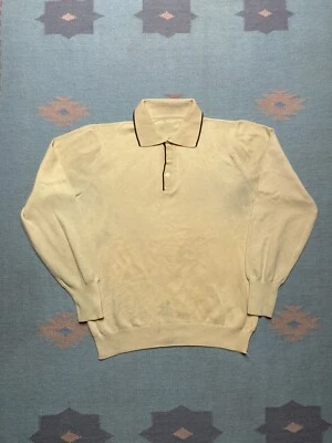 Polo Vintage Años 60 Manga Larga Ban-Lon Suave Nylon Amarillo Desgastado Mediano Foto 1 de 4