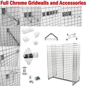 Full Chrome Grid Mesh Retail Shop Display Panels Bases Fixing Brackets - Picture 1 of 64