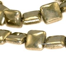10MM PALAZZO IRON PYRITE GEMSTONE PERFECT SQUARE 10X10MM LOOSE BEADS 7.5inch
