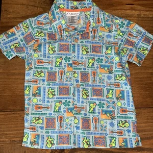 Disney Aulani Olu Mel Turtle Hawaiian Button Up Shirt kids Size XS EUC - Foto 1 di 6