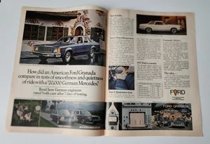 1977 Vintage 2 Page Print Ad American Ford Granada Compare German Mercedes - Picture 1 of 3