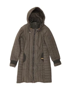 KHUJO Womens Hooded Padded Coat UK 16 Large Brown Check DL33 - Picture 1 of 4