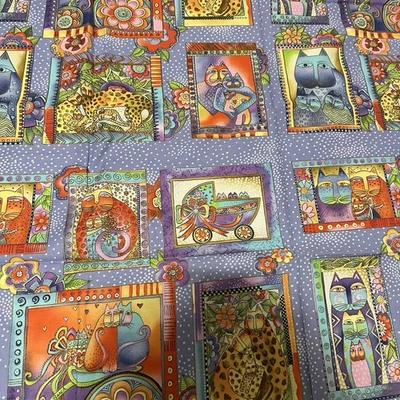 Laurel Burch Algodón Fanciful Felines Tela Algodón Multicolor 42x71 T3 Foto 1 de 4