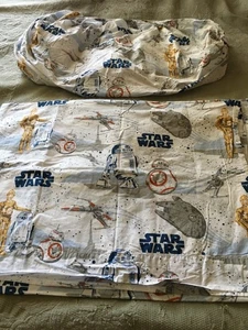 Pottery Barn Kids STAR WARS Organic Cotton Droid TWIN Size Sheets Fitted & Flat - Picture 1 of 8
