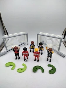 Playmobil Soccer Players 6 Figures - 2 Goals With Stands - Picture 1 of 5