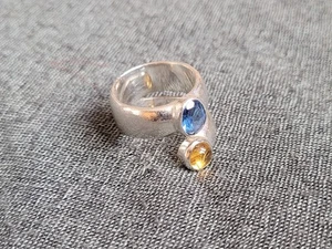uralter massiver 925er Silber-Ring - Topas, Citrin, Bohemian, Art Deco, Vintage - Bild 1 von 3