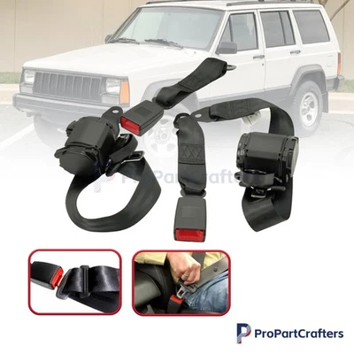 For 1982-1995 Jeep CJ YJ Wrangler 2 Set Universal 3 Point Retractable Seat Belts - Image 1 of 4