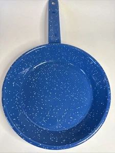 Vtg Blue/White Spatter Ware 7” Frying Pan 12” Side To Handle - Imagen 1 de 9