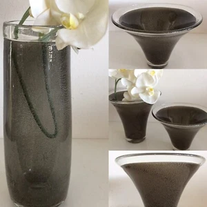Vase mundgeblasen i Murano Stil Glas kunst ART Objekt grau Schale Blumenvase TOP - Bild 1 von 12