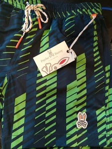 NWT Psycho Bunny Dockray Shorts Mens XXS Black Green Swim Trunks Lined Mischief  - Picture 1 of 10