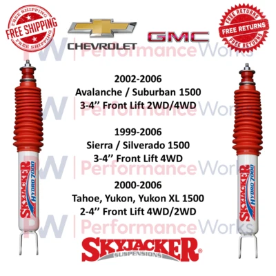 Par de amortiguadores Skyjacker elevador delantero para 3-4" Sierra / Silverado | 2-4" Tahoe / Yukon Foto 1 de 4