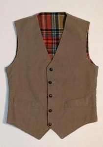 Vintage70s Coming Attractions Mens Sz S REVERSIBLE Corduroy Vest Jacket Wool Bnd - Picture 1 of 12