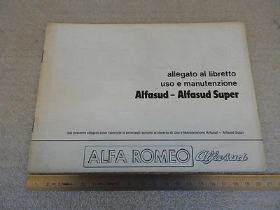 ALFA ROMEO ALFASUD - SUPER 1980 ALLEGATO MANUALE USO MANUTENZIONE ORIGINALE - Immagine 1 di 4