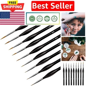 9 Assorted Fine Detail Brushes with Comfortable Grip for Precision Painting - Picture 1 of 9