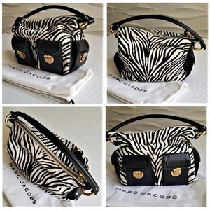 Slightly used Marc Jacobs 100% Leather Black/white Hobo bag originally $1350 new - Picture 1 of 12