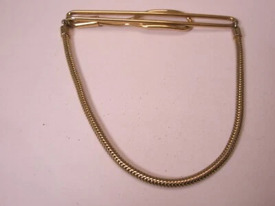 2-9/16" Snake Chain Gold Tone Vintage SWANK Pendant Tie Bar Clip - Image 1 of 4