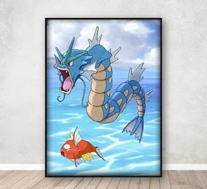 Pokemon Magikarp Gyarados Evolution Line Impresión Arte de Pared Póster Regalo A4 - Imagen 1 de 3