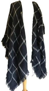 Rampage maglia scialle blu tartan poncho copricostume blu navy grande sciarpa spalla - Foto 1 di 5