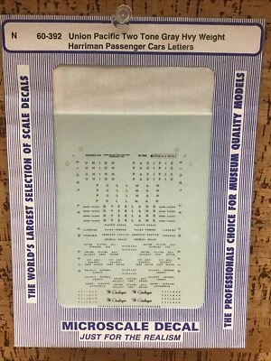 Microscale Decals N Scale 60-392: Union Pacific 2 Tone Gray Harriman Pass Cars - Image 1 of 2