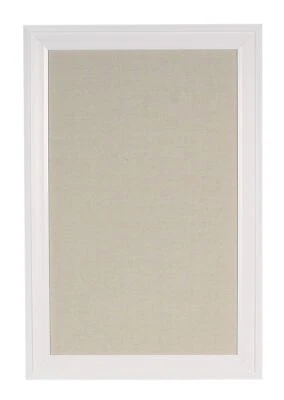 DesignOvation Bosc Framed Linen Fabric Pinboard, 18.5x27.5, White - Image 1 of 4