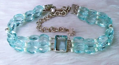 Collar Gargantilla D. Espinosa Aguamarina, Perlas Plata de Ley Foto 1 de 4