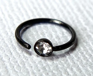 1pc Bendable Steel Gem Nose Hoop / Cartilage Ring Rook Daith Helix Tragus - Picture 1 of 9