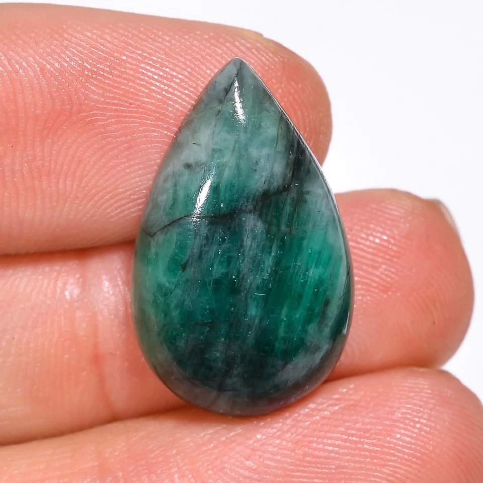 Natural Green Emerald Gemstone Pair cabochon  Loose Gemstone 14.70 CT 24X14X6mm - Image 1 of 3