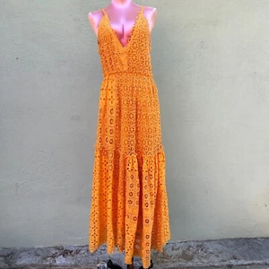 BHLDN Free People Robinne Dress Long Maxi Marigold Yellow Eyelet Party Wedding S - Picture 1 of 14