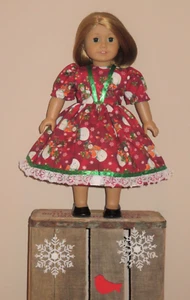 Handmade Doll Clothes fits/for 18 in. American Girl ~ "Fancy Snowman" Red Dress - Bild 1 von 4