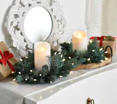 Bethlehem Lights (2) 12" Overlit Wreaths or Candle Rings  Color Flip LEDs Green - Image 1 of 4