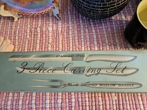 Vintage 3 teiliges Schnitzset Hohlschliff Hohlgriff Edelstahl Neu im Karton Japan - Bild 1 von 20