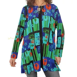 Top tunica TERRA By SJ APPAREL taglia 1 maglia swing stampa geometrica tasche - Foto 1 di 10