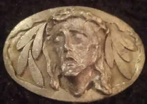 POURAT  1990 -  Vintage Pewter - Jesus Belt Buckle - Picture 1 of 3
