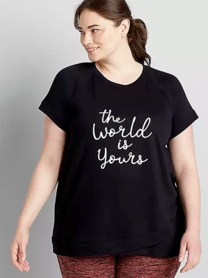 LIVI The World Is Yours Sudadera Gráfica Manga Corta Negra Plus 18/20 Nueva con Etiquetas Foto 1 de 2