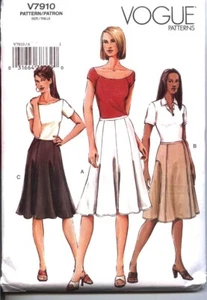 Falda Acampanada Suelta Patrón Vogue V7910 con Detalle de Costura Misses y Talla Grande Sin Cortar - Imagen 1 de 5