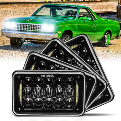 4PCS 4x6" LED Headlights Hi/Lo DRL For Chevrolet Monte Carlo El Camino 1982-1987 - Image 1 of 4