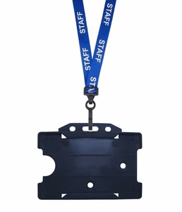 Blau PERSONAL AUSWEIS Halskordel Schlüsselband Clip & dunkelmarineblau Kartenabzeichen Arbeitsetikett Pass Halter - Bild 1 von 3