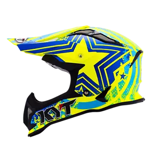 KYT STRIKE EAGLE PATRIOT BLUE/YELLOW MX HELMET - ACU GOLD STAMPED - KY/SE-PA - Picture 1 of 5