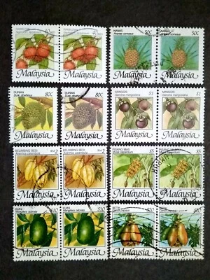 Malaysia 1986 Malaysian Fruits Complete Set Block Of 2 Except 80c - 16v Used  - Image 1 of 2