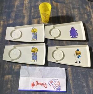Vtg 1970s McDonald's Lot- 4 Happy Meal Trays Ronald McDonald Cup and Unused Hat - Picture 1 of 7