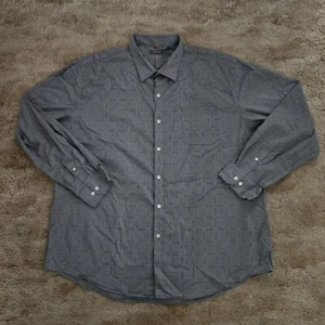 Van Heusen Mens Long Sleeve Button Up Gray Plaid Shirt Size XXL 18-18 1/2 - Picture 1 of 8