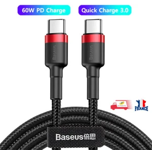 Câble USB-C vers USB-C PD 60W Chargeur Rapide et Transfert de Données 1M Baseus - Photo 1/5