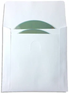 1600-Pak TWO-POCKET White Paper CD/DVD Sleeves with Window & With Flap, 100gram - Picture 1 of 3