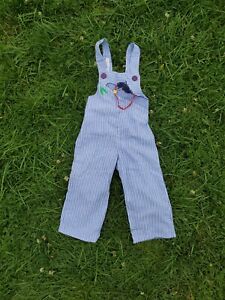 Vintage Thomas Blue And White Striped With Horse Overalls Size 2 USA 