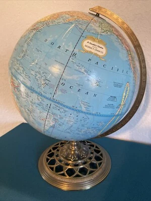 Vintage Grande GEORGE F. CRAM CO. Globo Mundial "Un Globo de Calidad" 12"D Base de Metal Foto 1 de 4