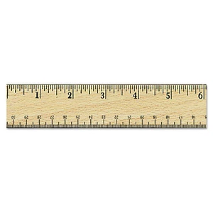 Universal Flat Wood Ruler w/Double Metal Edge, 12", Clear Lacquer Finish - Picture 1 of 4