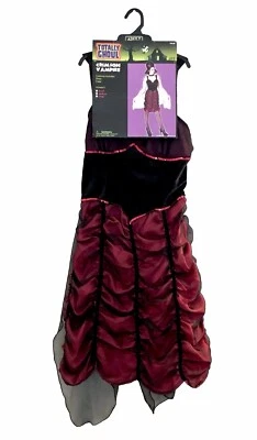 Vestido Disfraz VAMPIRO + Capa Halloween GRANDE Adulto Rojo Sexy Ghoul Mujeres Foto 1 de 4