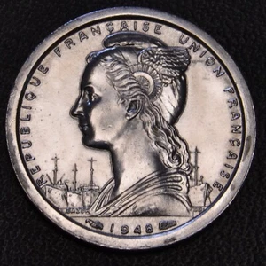 1948 Saint-Pierre et Miquelon 1 Franc AU+ Condition *RARE* 600K minted (L27-36) - Picture 1 of 2
