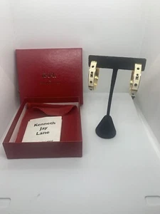 QVC Kenneth Jay Lane Enamel Statement Hoop Earrings $59 - Picture 1 of 10